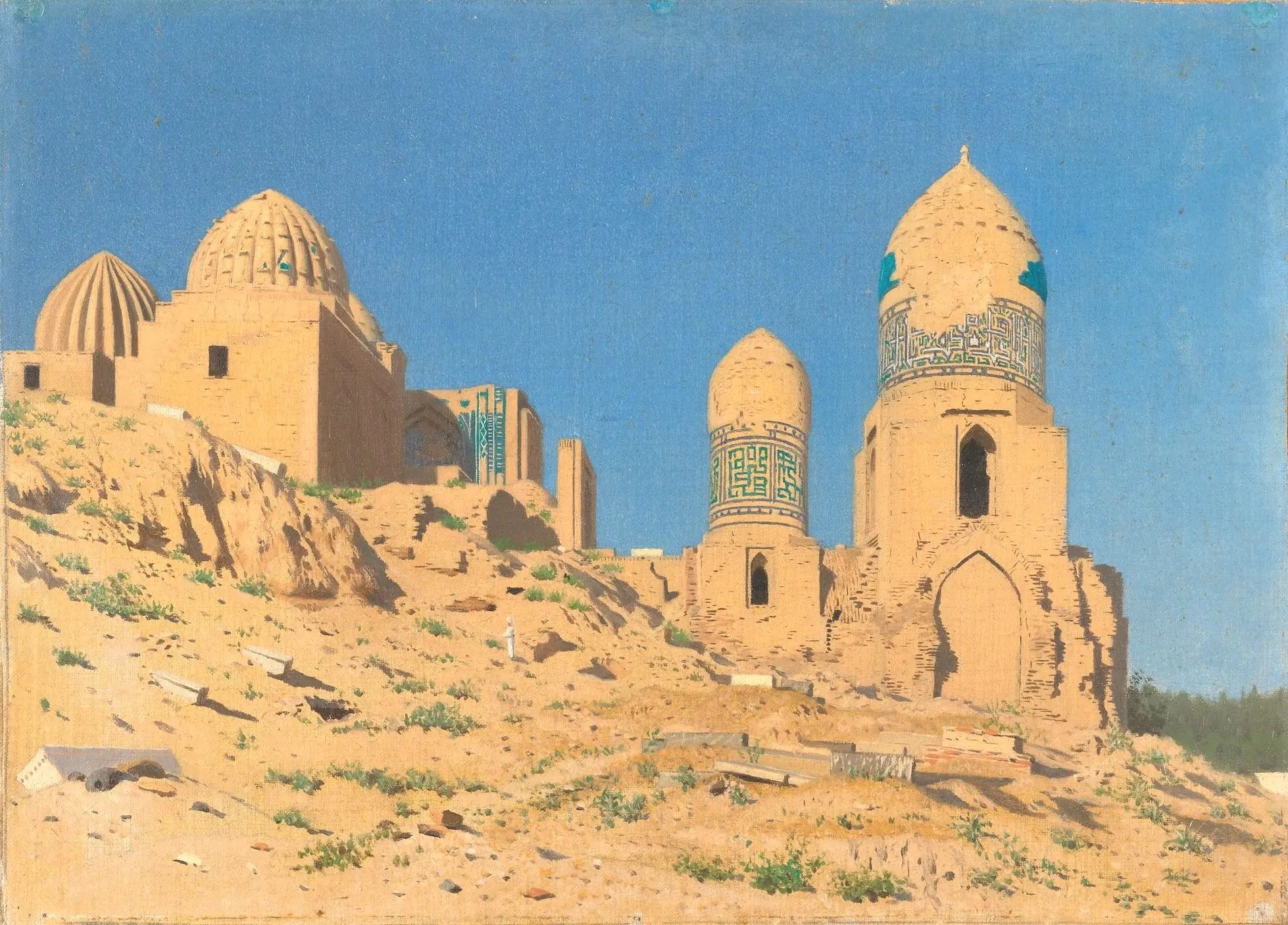 Les mausolées de la nécropole Shah-i-Zinda à Samarcande, peinture de Vassili Verechtchaguine (1869–1870).
